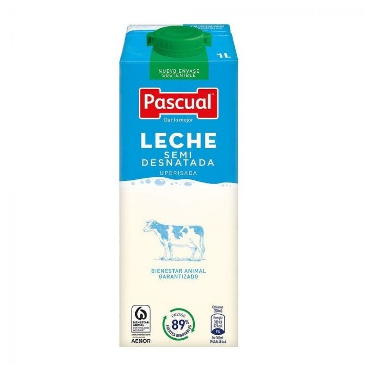 Leche Pascual semidesnatada pack 6 X1L (solamente envíos en comunidad de madrid)